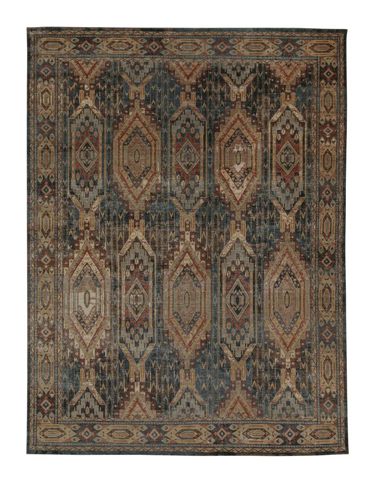 an antique rug with many different colors and patterns on the carpet, it is made from wool