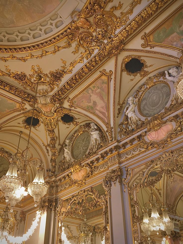 rococo period interior with gold architecture, mirrors, cherubs and paintings 1750s Aesthetic, Rococo Aesthetic Architecture, 18th Century France Aesthetic, French 1700s Aesthetic, 1770s Aesthetic, Rococo Art Aesthetic, Rocco Aesthetic, Rocco Architecture, Rococo Aesthetic Wallpaper