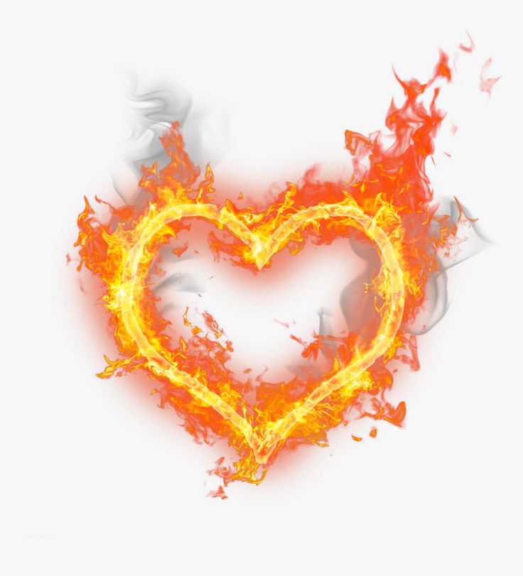 a heart shaped fire and flames on a white background