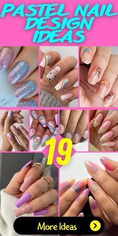 Spring Vacation Nails, Pastel Nails Ideas, Stripe Nail Art Designs, Nail Ideas Simple, Pastel Color Nails, Lace Nail Art, Simple Spring Nails, Fun Summer Nails, Pastel Nails Designs