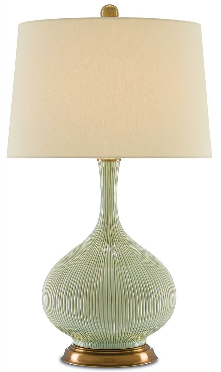 Currey and Company - 6000-0218 - One Light Table Lamp - Grass Green/Antique Brass Green Table Lamp, Green Lamp, Green Antique, Estilo Country, Cfl Bulbs, Green Table, Table Lamp Design, Brass Table Lamps, Bedroom Lamps