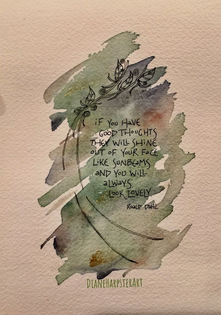 a watercolor painting with a quote written on the bottom and an image of leaves