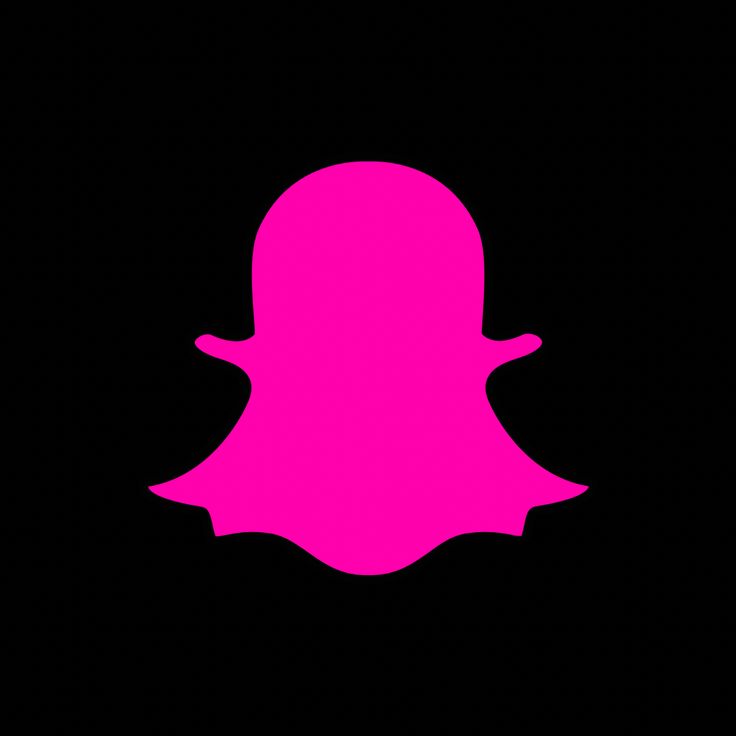 a pink snap icon is shown on a black background in this image, it appears to be the silhouette of a person's head