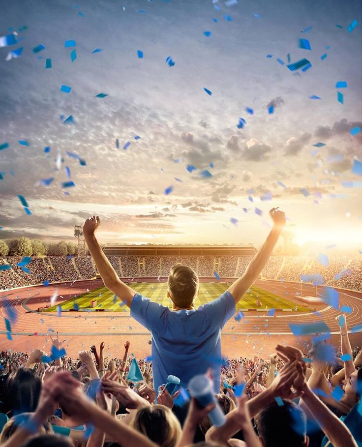 a man standing on top of a tennis court surrounded by confetti stock photo