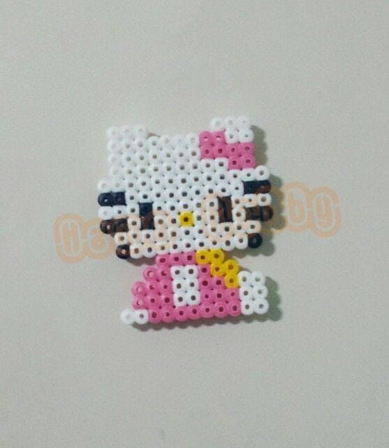 the hello kitty is made out of perler beads