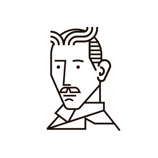 a black and white line drawing of a man's face