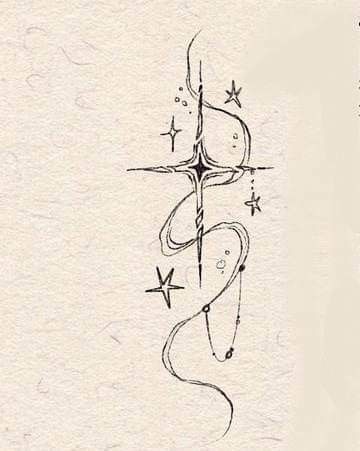 a drawing of an anchor and stars on paper