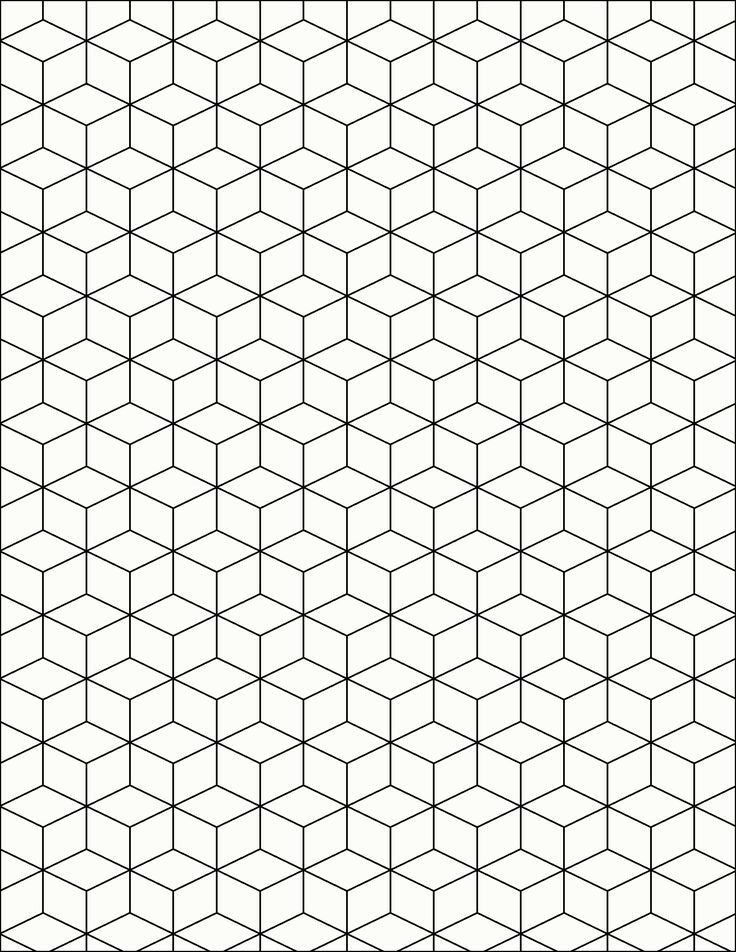 a black and white geometric pattern that looks like hexagonal shapes with no lines