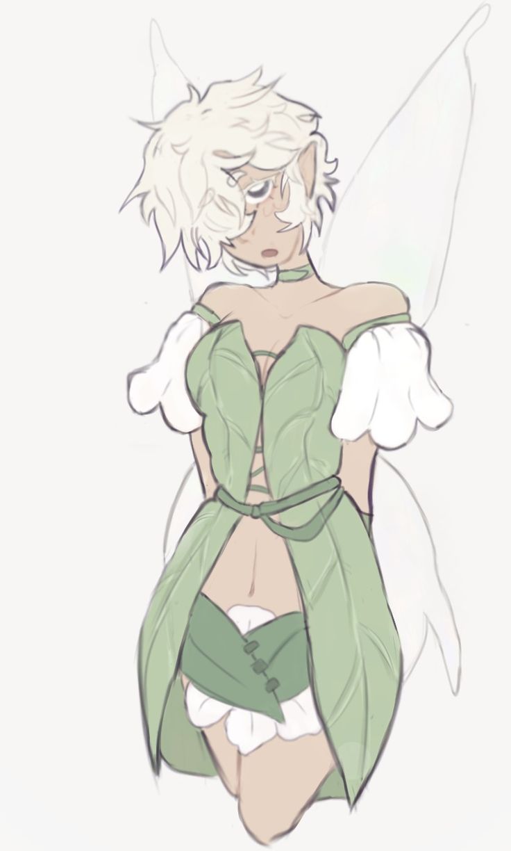 a drawing of a woman dressed as tinkerbell