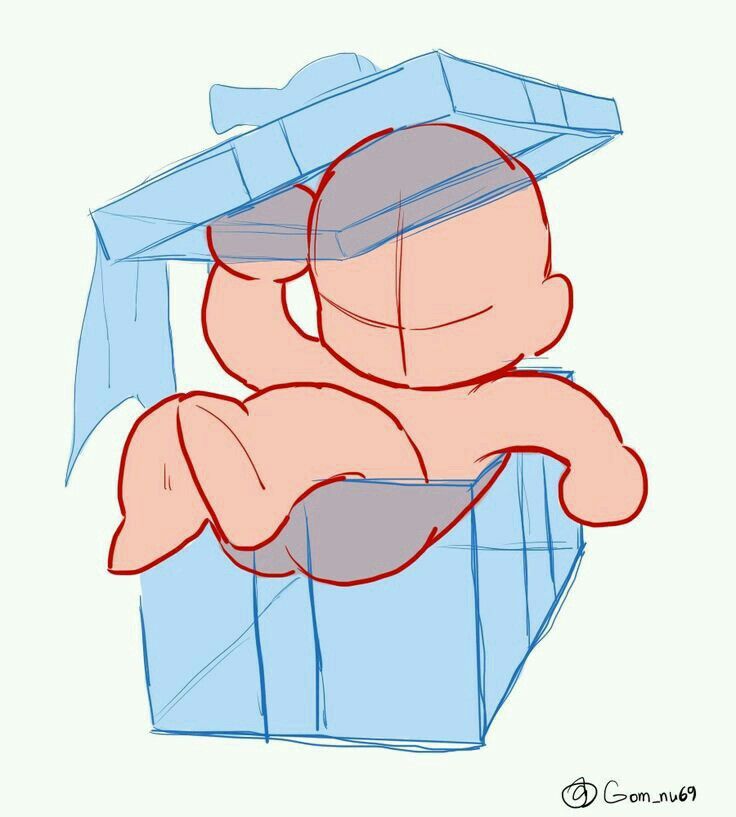 a drawing of a person in a box