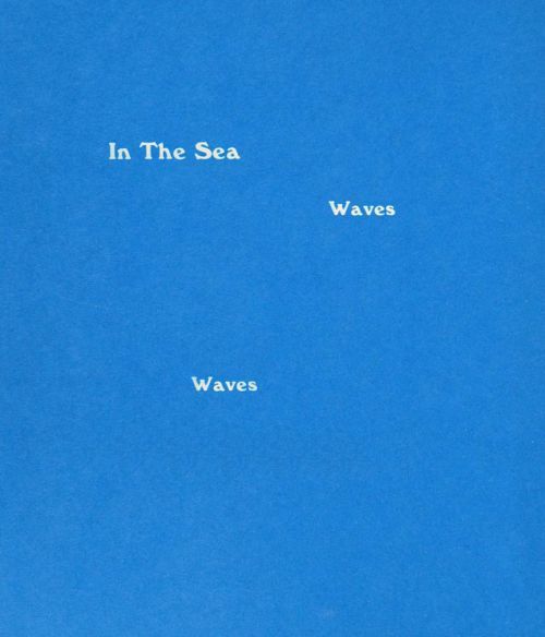 an airplane flying in the blue sky with words on it that read in the sea waves