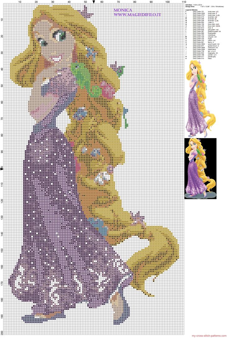 the cross stitch pattern for rappui princess aurora from disney's tangled tale