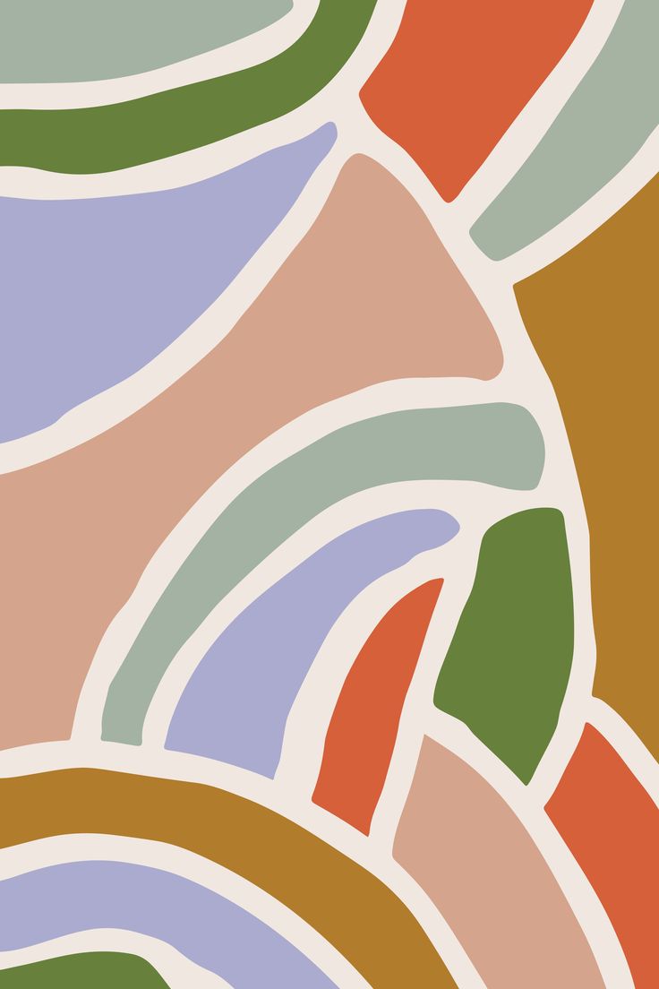 an abstract pattern with many colors and shapes in the same color scheme, as well as lines