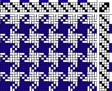 a blue and white pattern with squares in the middle, on top of each other