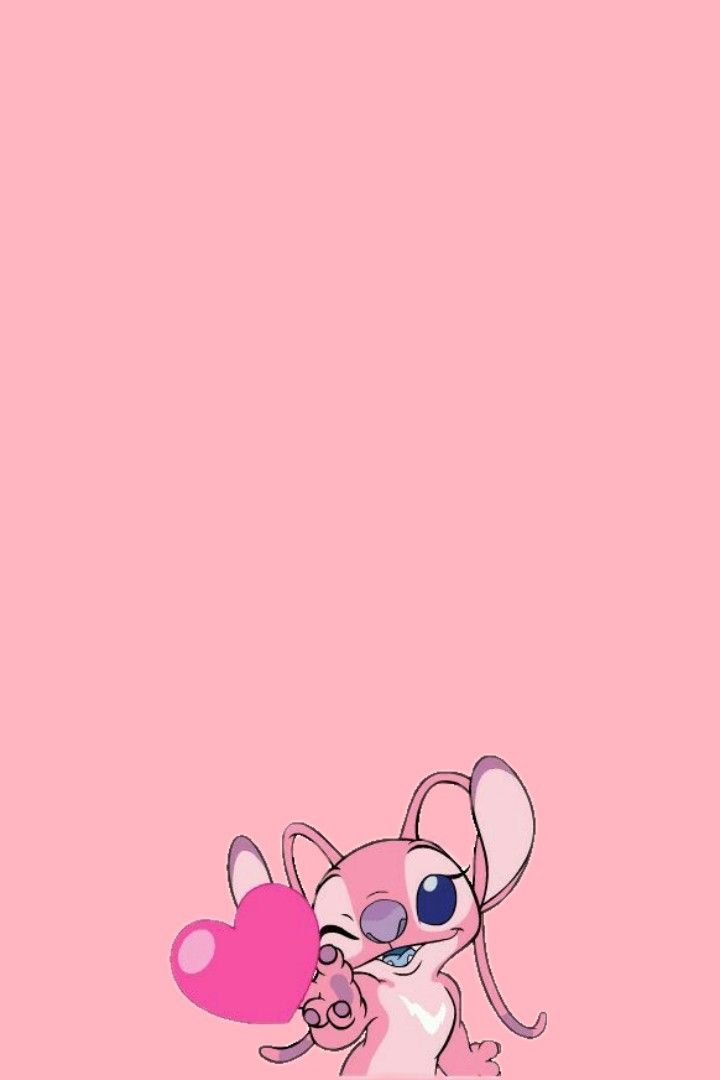 a pink background with an animal holding a heart