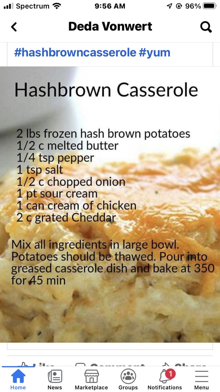 the hashbrown casserole recipe is shown in an instagramtion form