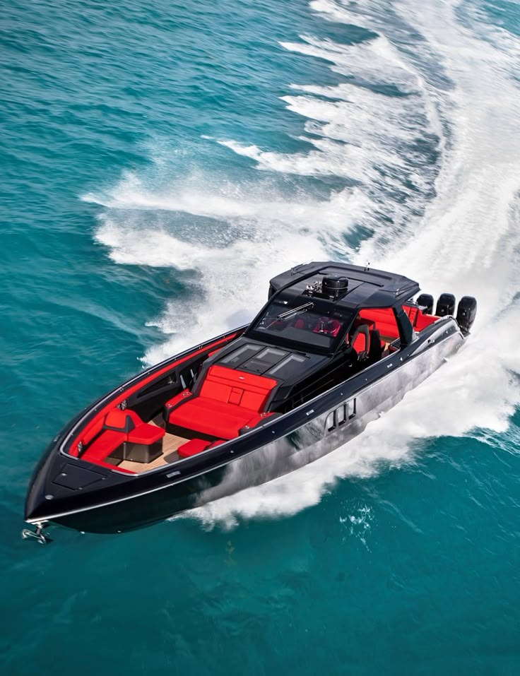 a speed boat speeding across the water