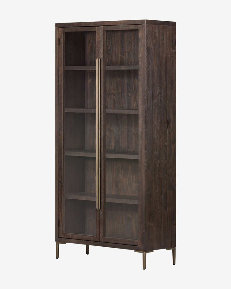 an open bookcase with two doors on the front and one door in the back