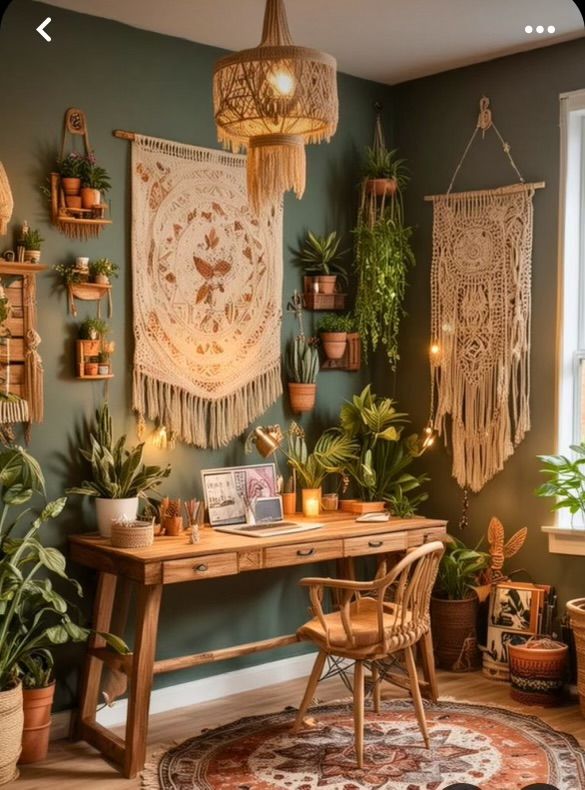 a room filled with lots of plants and decor