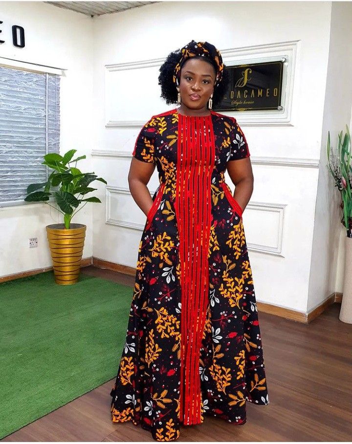 Long Ankara Flare Gown, Full Flare Gown Ankara, Ankara Gown Styles Long, Fredacameo Stylehouse, Ankara Long Flare Gown Styles, Flare Gown Ankara, Full Flare Gown, Ankara Flare Gown, Flare Gown Styles