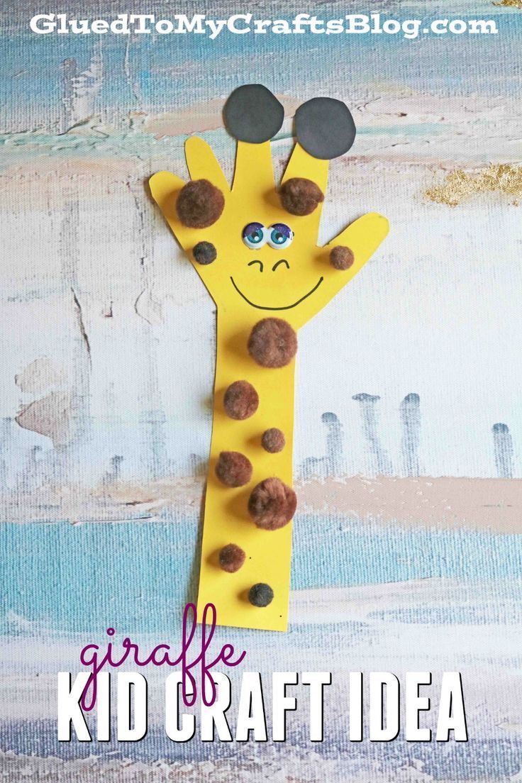 a giraffe made out of paper with the words kid craft idea on it