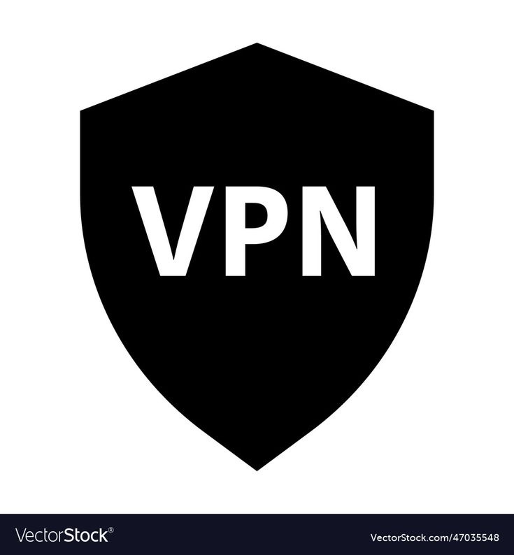 a black and white shield with the word vpn