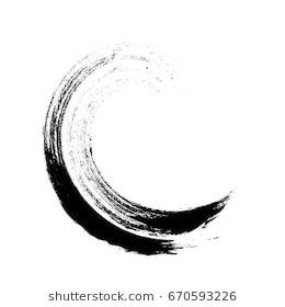 a black and white image of a circle with some brush strokes in it on a white background