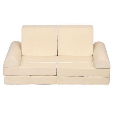 two white couches sitting next to each other on a white background with no one in it