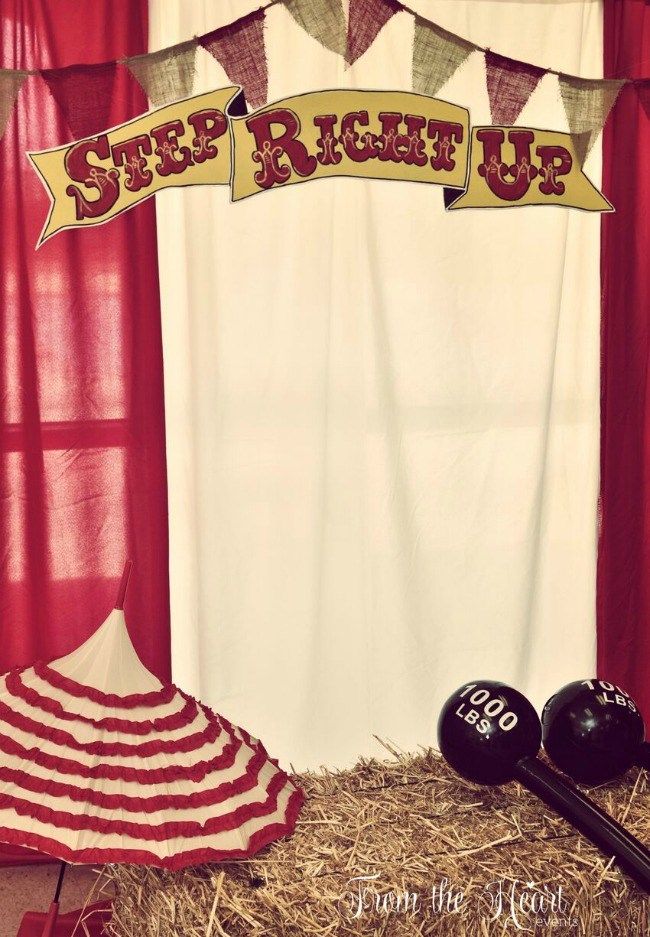 an image of a stage set up with balls and microphones on hay bales