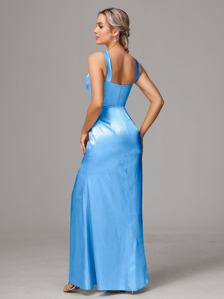 Halter Sleeveless Soft Satin Bridesmaid Dress Fitted Sleeveless Bridesmaid Dress For Banquet, Sleeveless Bridesmaid Dress For Prom Season Banquet, Sleeveless Bridesmaid Dress For Banquet During Prom Season, Fitted Sleeveless Bridesmaid Dress For Prom Season, Sleeveless Fitted Bodice Dress For Prom, Fitted Sleeveless Dress With Sweetheart Neckline For Prom, Sleeveless Evening Dress With Lined Bodice For Banquet, Formal Sleeveless Evening Dress With Corset Back, Sleeveless Satin Gown