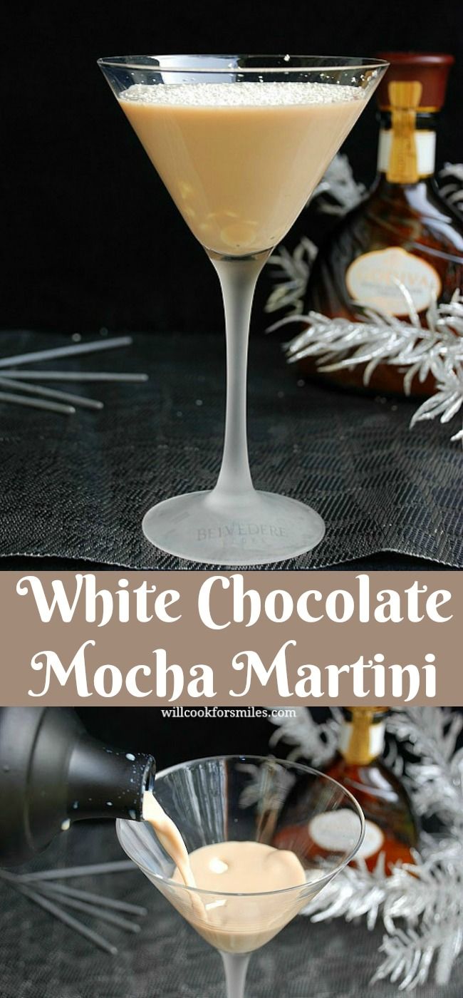 the white chocolate mocha martini is garnished with whipped cream