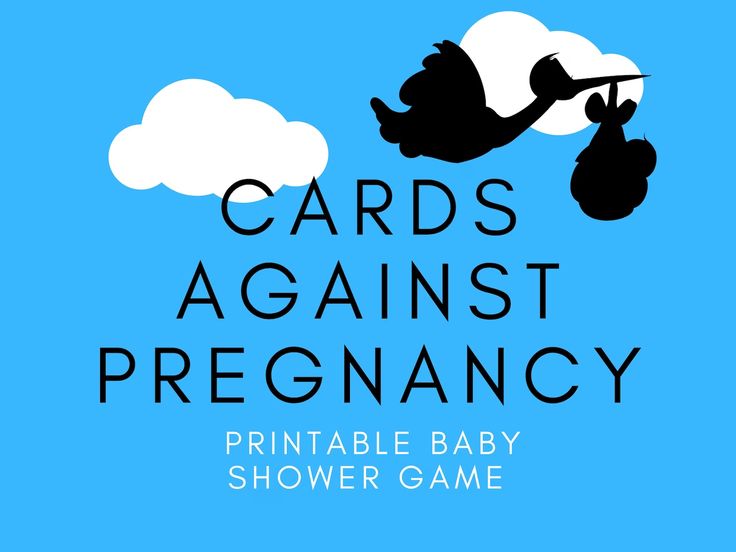 a baby shower game with the words cards against pregancy and an image of a stork