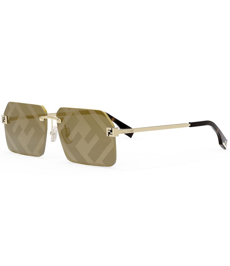 From FENDI&#x2C; the Women's FENDI Sky 59mm Geometric Sunglasses FEATURE:Metal frameGeometric shapeRimless Not Rx-ableMirrored lensNon polarizedApprox. 59mm lens - 13mm bridge - 145mm templeImported. Fendi Glasses, Fendi Women, Geometric Sunglasses, Fendi Sunglasses, Sunglasses Collection, Closet Organizer, Eyewear Womens, Gold Sunglasses, Dillard's