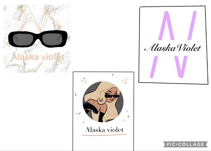 the logos for alaska violet, alaska violet and alaska violet are shown in three different styles