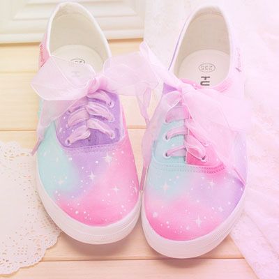 KawaiiBox.com ❤ The Cutest Subscription Box Mode Harajuku, Kawaii Harajuku Fashion, 일본 패션, Kawaii Shoes, Kawaii Harajuku, Pastel Fashion, Rainbow Star, Diy Shoes, Painted Shoes