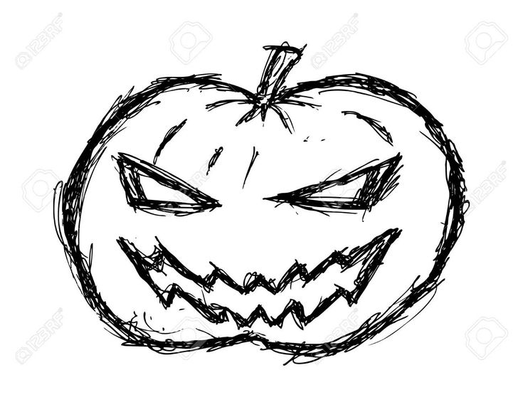 a black and white drawing of a jack o lantern pumpkin with sharp teeth stock photo