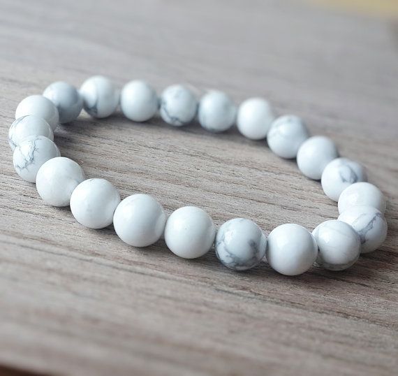 Howlite Wrist Mala Beads Healing Jewelry by OrientAppeal on Etsy Healing Crystals Meanings, Energy Yoga, Howlite Bracelet, Womens Bracelet, Wrist Mala, White Bracelet, Energy Bracelets, Bracelet Mens, White Bracelets