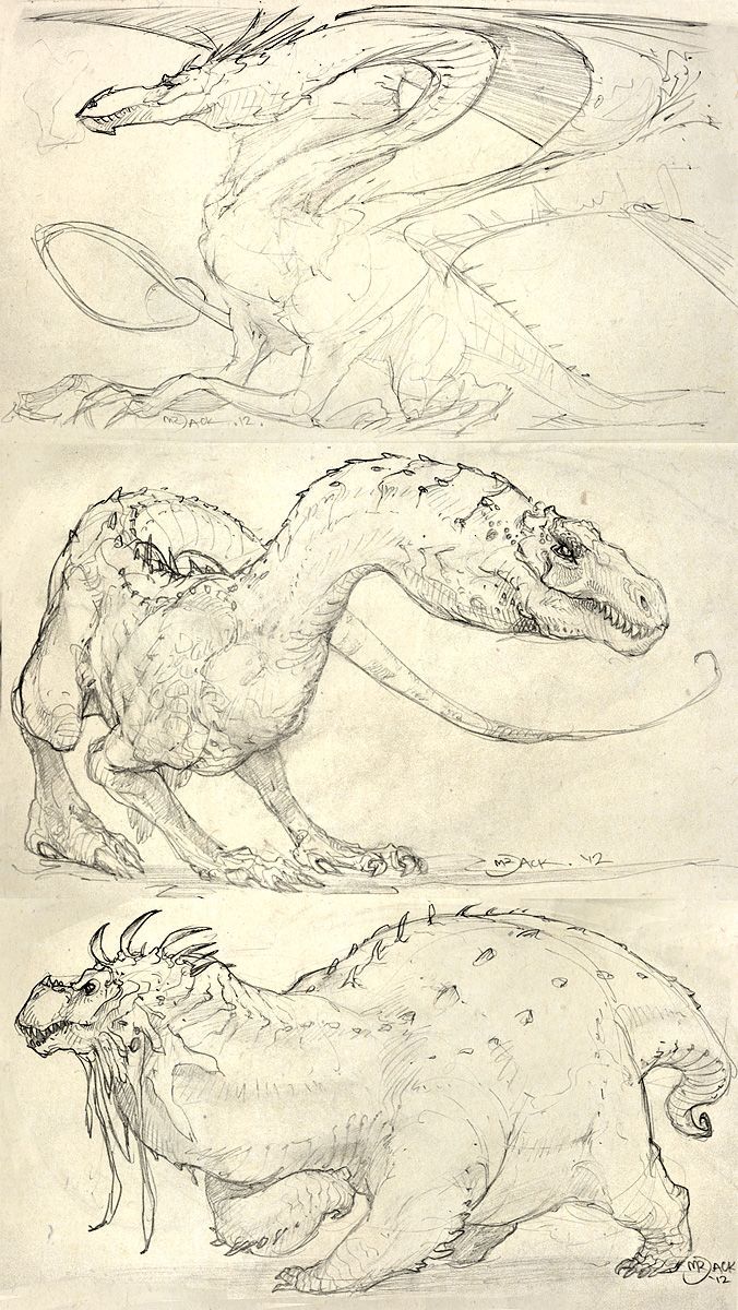 two drawings of dinosaurs in different stages of being chased by an alien like creature with long horns