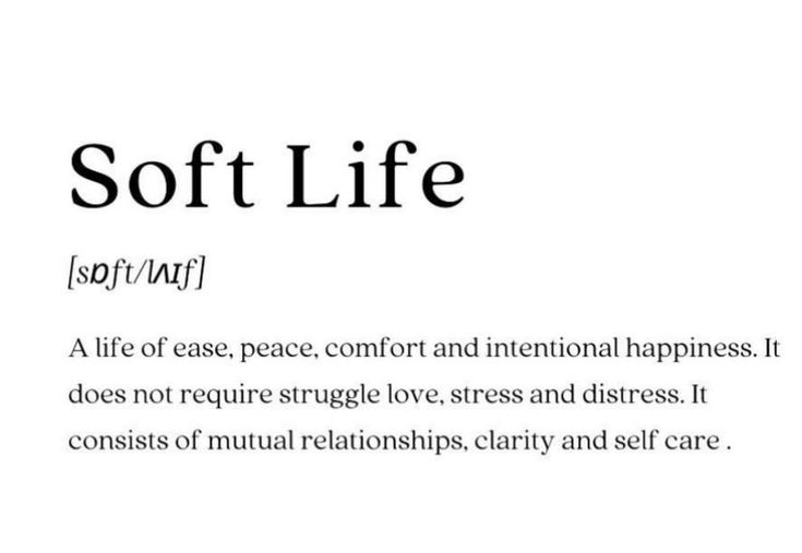 the words soft life written in black and white on a white background with an image of a