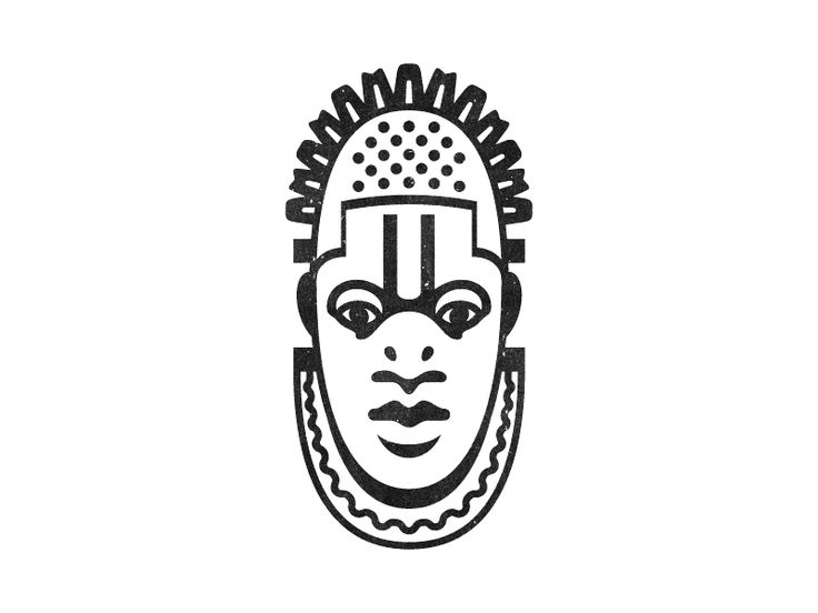 a black and white drawing of an african mask