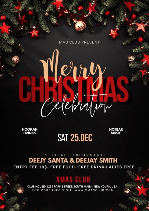 the merry christmas celebration flyer is shown