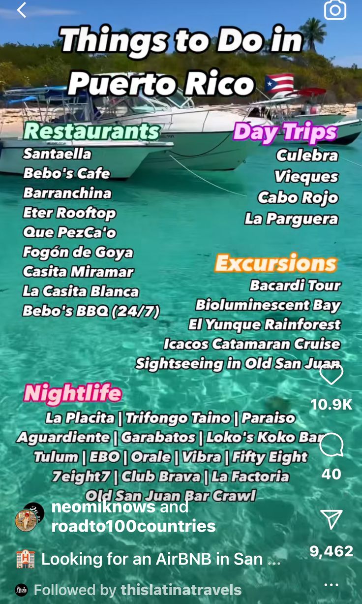 an advertisement for a restaurant in puerto rico, with the caption'things to do in puerto rico day trips '