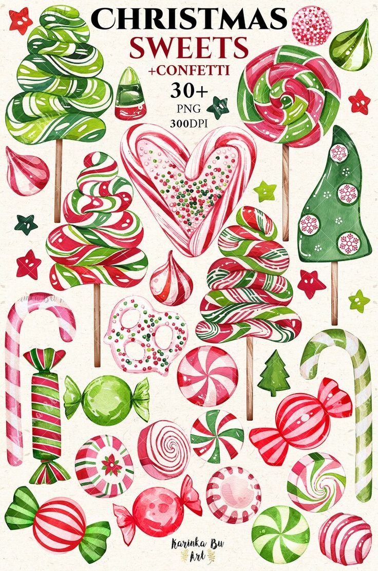 christmas sweets and candy clipart set