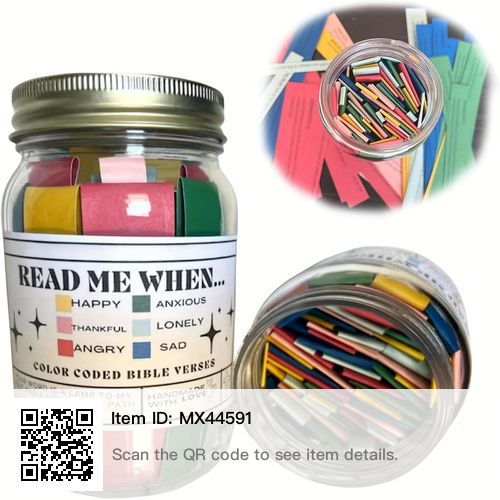 a jar filled with lots of different colored crayons next to a qr code