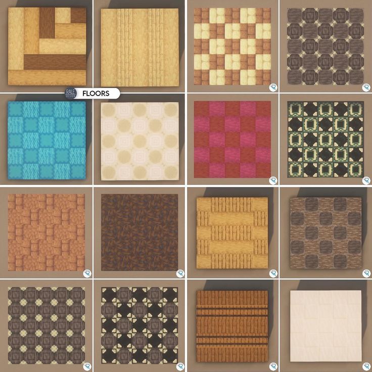 some different types of tiles and flooring in the same color scheme, each with different patterns