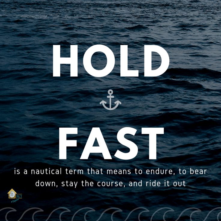 the words hold fast are in white on a dark blue background, with an anchor