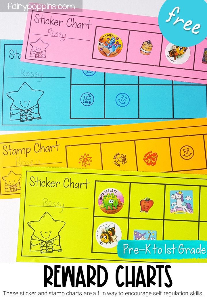 four reward cards with the words reward chart and free printables for children to use