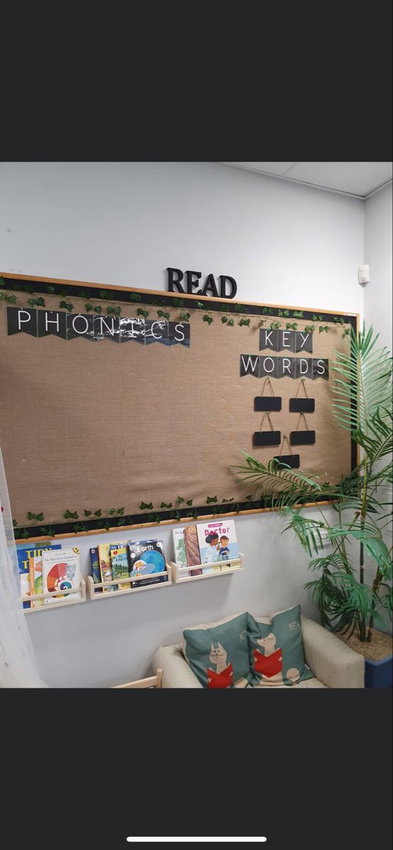 a bulletin board with words and pictures on it