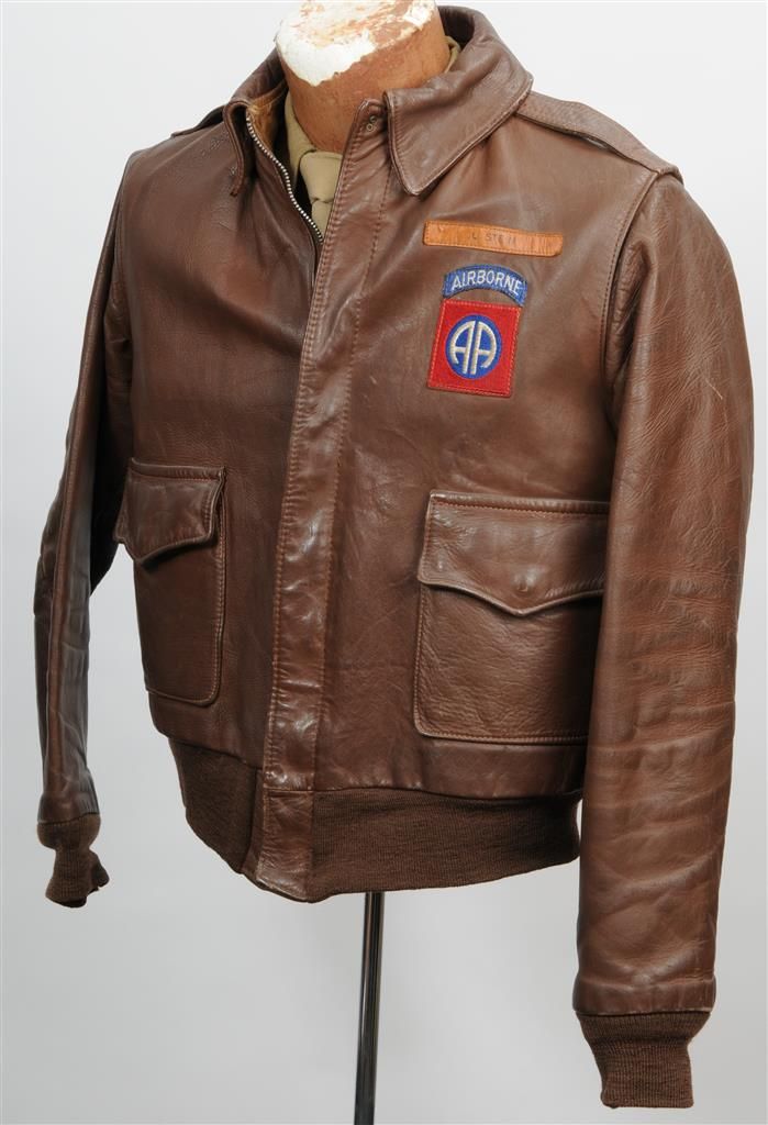 WWII US Army 82nd Airborne Division Paratrooper Officer's A-2 Leather Flight Jacket A2 Flight Jacket, Kelly's Heroes, Jacket Art, Flying Jacket, 82nd Airborne Division, 82nd Airborne, Leather Flight Jacket, Pilot Jacket, Military Outfit