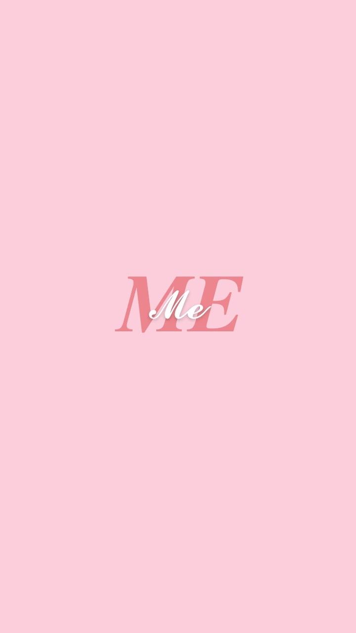 the word me on a pink background